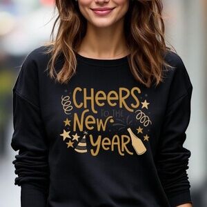 Cheers to the New Year T-shirt S M L XL Unisex Black New Happy Long Sleeve